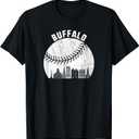 Buffalo Skyline Baseball Fan Vintage Buffalo NY Baseball T-Shirt, Small