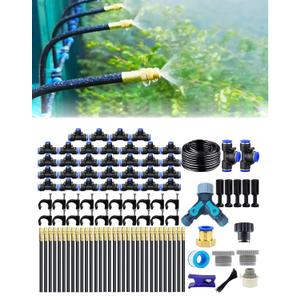 New drip Irrigation kit, Automatic Garden Watering System, Quick Connector and 360-degree Bending Dropper atomizing Copper Nozzle, Garden Plant Lawn Courtyard Watering System. (165FT)