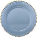 Blue Beaded Charger Plates, 13 Inch Plastic Round Chargers for Dinner Plates, Party, Wedding, Birthday.Set of 6