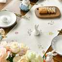Artoid Mode Bow Bunny Eggs Happy Easter Table Runner,Seasonal Spring Flowers Carrots Kitchen Dining Table Decoration for Home Party Decor 13x60 Inch (Beige)