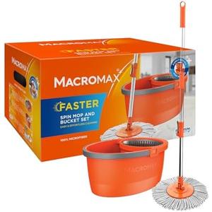 Amazon.com: Macromax Faster Spin Mop and Bucket Set with  360 Rotating Microfiber Mop with Smart Drying System  Adjustable Dampness  Ergonomic Handle  Multi-Surface Floor Cleaning Tool : Health & Household