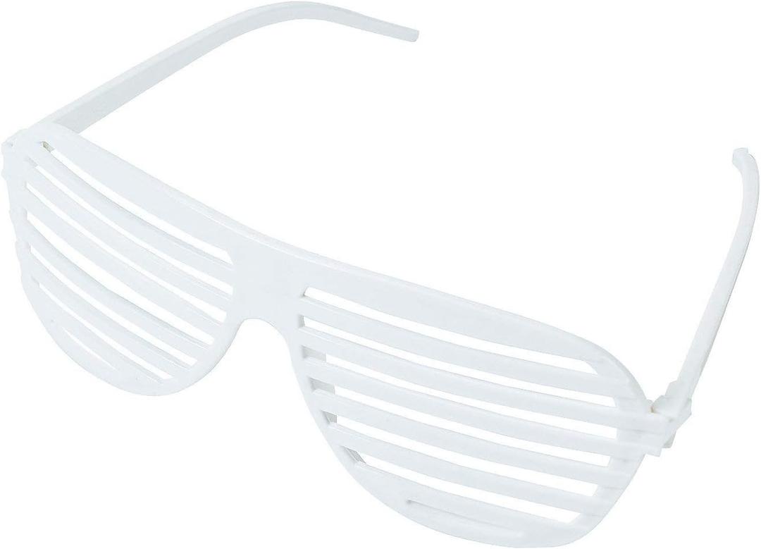 Fun Express White Shutter Shades Novelty Sunglasses - Party Apparel Accessories - 12 Pieces