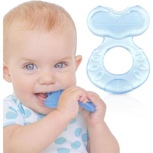 2 x Nuby Silicone Teethe-EEZ Teether with Bristles, Includes Hygienic Case, Blue