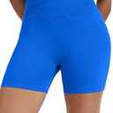 Women's Workout Gym Shorts Booty V Cross Spandex Yoga Biker Shorts Lake Blue