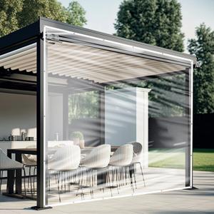 10x10 ft Clear Vinyl Tarp Heavy Duty 20 Mil Waterproof Transparent Tarp with Grommets, Outdoor Patio Curtain for Pergola Gazebo Porch Enclosure, Rain Wind Protection for Garden Camping