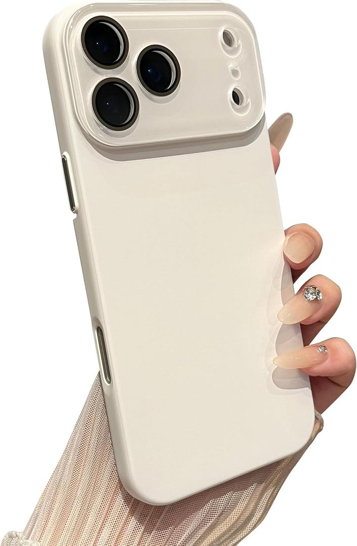 Caseative Solid Color Full Camera Lens Protection Compatible with iPhone Case (White,iPhone 17 Pro Max)