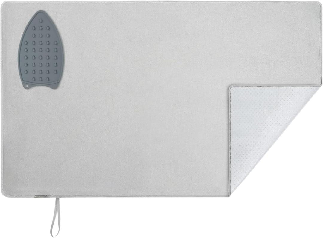 STORAGE MANIAC Iron Mat Blanket, Travel Ironing Pad with Silicone Iron Holder, Fabric Ironing Board for Top of Tabletop, Iron Sheet with Coating, Scorch Resistant, 27.5" x 47.2", Thick & Large