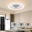 Ceiling Fans with Lights Flush Mount, White Low Profile Modern Ceiling Fan with Remote, Dimmable and Reversible LED Fan Light with 6 Wind Speeds for Bedroom and Living Room, DC Motor