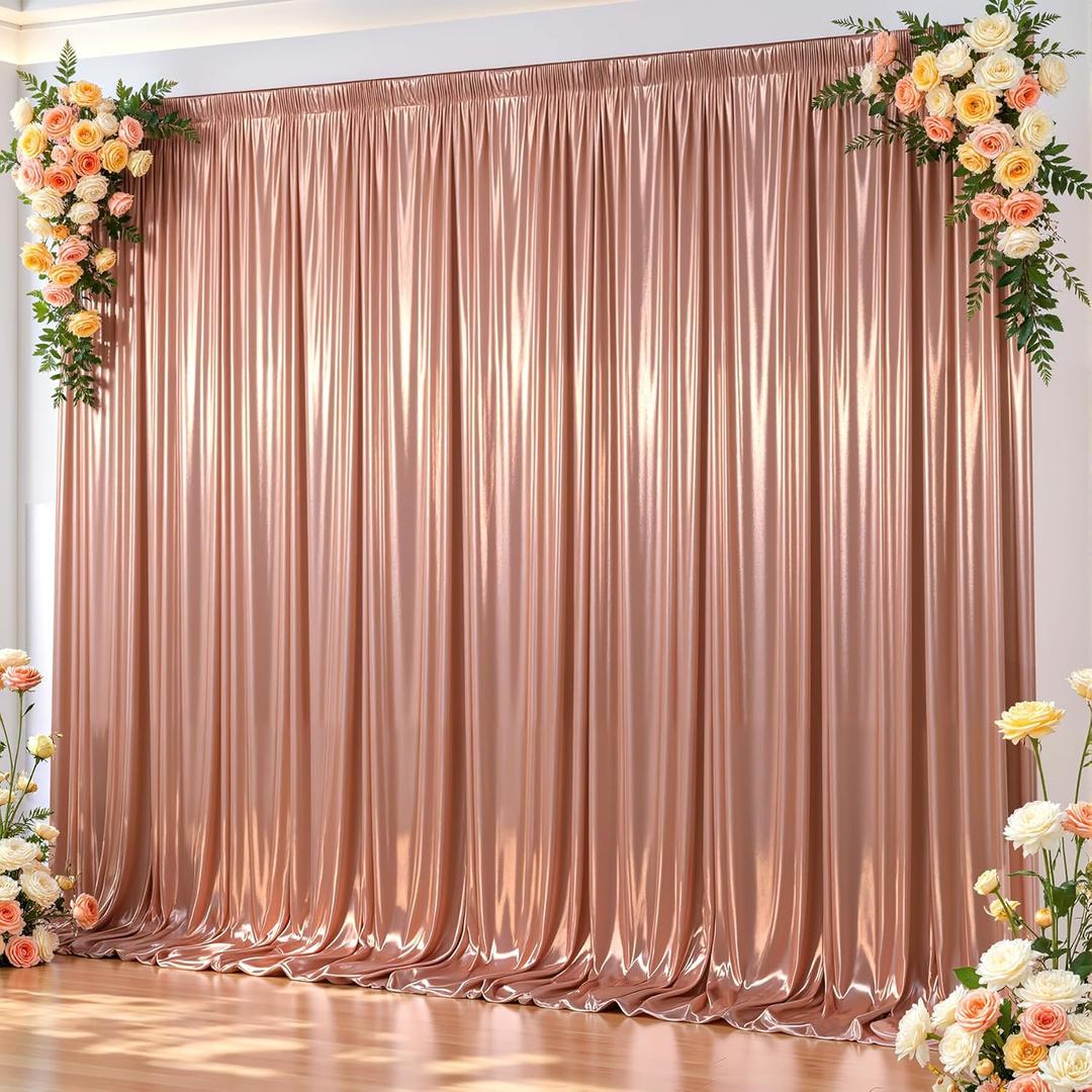 10x10 ft Rose Gold Glitter Backdrop Curtain for Parties, Wrinkle Free Glitter Photo Backdrop Drapes 2 Panels 5x10FT Shimmer Back Drop Cloth for Wedding Birthday Christmas Photography Background Decor