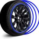 Automotive Alloy Wheel Rim Protector - Covering The Entire Rim of The Wheel hub - Strips for Curb Rash Prevention - Set of 4 Rim Protector Easy to Install(21'',Blue)