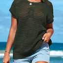 PRETTYGARDEN Womens Spring Tops 2026 Summer Shirts Crochet Cap Sleeve Sweater Pullover Cute Beach Vacation Clothes (Green, M)