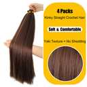 NISEYO Kinky Straight Crochet Hair Bundles 14 Inch Kinky-yaki Bone Straight Braiding Hair Pre-Stretched Vixen Crochet Braids Soft Synthetic Yaki Texture Extension for Women (30#, 4 Bundles)
