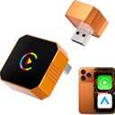 Aimoon Mini Wireless CarPlay Adapter for Apple iPhone  Android Auto, Wired to Wireless Car Play Adapter Plug & Play Compatible with After 2016 Cars (Orange)