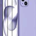 Dssairo Compatible with iPhone 15 Case,Upgrade Liquid Silicone,with 2 Screen Protector[Enhanced Camera Protection][Scratch-Resistant Soft Microfiber Lining] Slim Cover Phone Cases (Light Purple)