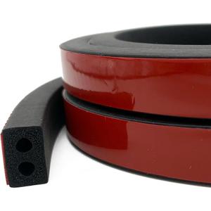 Double-Hole Rubber Weather Stripping, Self-Adhesive Foam Rubber Seal Strip, Rubber Gasket for for RV, Boat, Auto, Garage Door/Window, Machinery and More, W: 5/8"; H: 3/8", L:20Ft