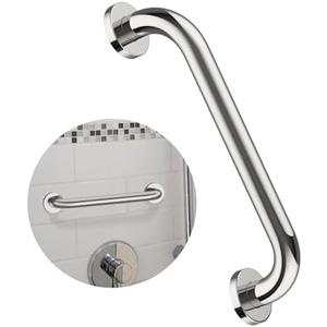 12 Inch Stainless Steel Shower Grab Bar - ZUEXT Shower Handle, Bathroom Balance Bar - Safety Hand Rail Support - Handicap, Elderly, Injury, Senior Assist Bath Handle (w/Self-Adhesive Stick-on Hook)