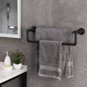 MyGift Double Towel Bar for Bathroom, Wall Mounted Bath Towel Rack, Hand Towel Holder, Farmhouse Rustic Bathroom Decor, Industrial Pipe Metal Matte Black
