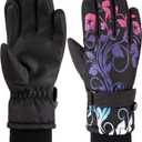 Kids Waterproof Ski Snowboard Gloves Mittens Thinsulate Lined Winter Cold Weather Gloves for Boys and Girls (13/15, Gradient Printing)