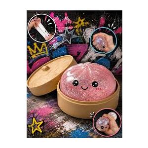 Glitter Dumpling Squishy, Dumpling Squishy Mystery Box, Colorful Dumplings Stress Balls Fidget Sensory Toy, Stocking Stuffers with Food Steamer Stretchy Desk Toys (Glitter Pink)