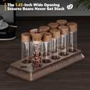 Single Dose Coffee Bean Storage Tubes Coffee Storage Container with One-Way Exhaust Valve,Coffee Bean Cellar 10 Pcs Dosing Glass Vials (2 Oz) Walnut Wood Stand Funnel And Lids