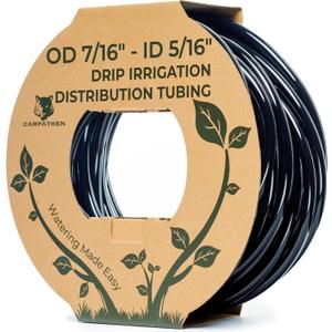 CARPATHEN 100ft Drip Irrigation Tubing - Mainline - (5/16" ID - 7/16" OD) Black PVC Water Line