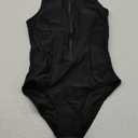 Tempt Me Women Athletic One Piece Swimsuit Zipper High Neck Bathing Suit Racerback Swimwear (XX-Large, Black)