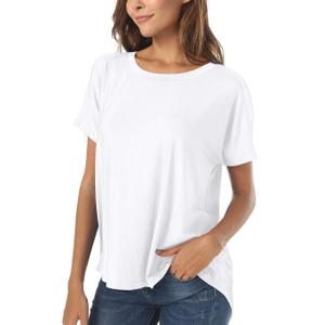 Casual Summer Short Sleeve High Low Loose T Shirt Basic Tees Tops for Women, Large