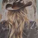 Pugwak Vintage Cowgirl Wall Art Canvas Prints - Western Country Girly Decor Framed Canvas Trendy Cowgirl Hat Wall Art Painting Artwork for Bedroom Home Bathroom Decor 1114 Inch