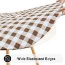 Smiry Round Picnic Tablecloth, Elastic Waterproof Fitted Vinyl Tablecloths for 57"-68" Tables, Flannel Backed Buffalo Plaid Table Cover for Dining, Camping, Outdoor, White and Brown