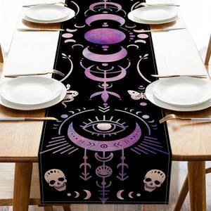 Halloween Moon Phase Solar Eclipse Table Runner, Purple Eclipse of The Sun Kitchen Dining Table Decoration, Funny Astronomy Burlap Indoor Outdoor Home Decor Party Supply 13 x 36 Inches Halloween Moon Phase Solar Eclipse Table Runner, Purple Eclipse of The Sun Kitchen Dining Table Decoration, Funny Astronomy Burlap Indoor Outdoor Home Decor Party Supply 13 x 36 Inches