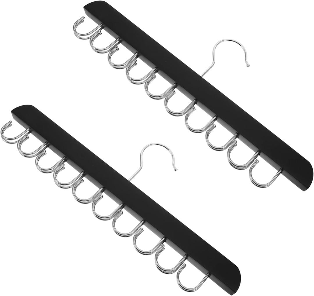 HEALLILY Organizer Hangers 2pcs Anti-Slip Wooden Hangers Space Saver for Closet Jeans Belts Leggings Scarf