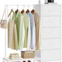 SONGMICS Dresser with Hanging Rod, 5 Fabric Drawers, Bottom Shelf, 11.8"D x 37.9"W x 46.3"H