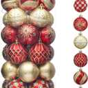 Valery Madelyn Christmas Ornaments Set, 30ct 2 Inches Red and Gold Shatterproof Christmas Tree Decorations Ball Ornaments Bulk, Luxury Hanging Ornaments for Xmas Holiday Party Decor