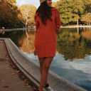 BTFBM Women Casual V Neck Knit Mini Fall Sweater Dresses Long Sleeve Loose Fit Solid Color Ribbed Pullover Jumper Sweaters (M)