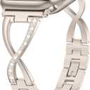 Metal Bands Compatible with Apple Watch Band for Women 38mm 40mm 41mm 42mm 44mm 45mm 46mm 49mm, Bling Dressy X-Shape Bracelet for iWatch Ultra SE Series 11 10 9 8 7 6 5 4 3 (Starlight)