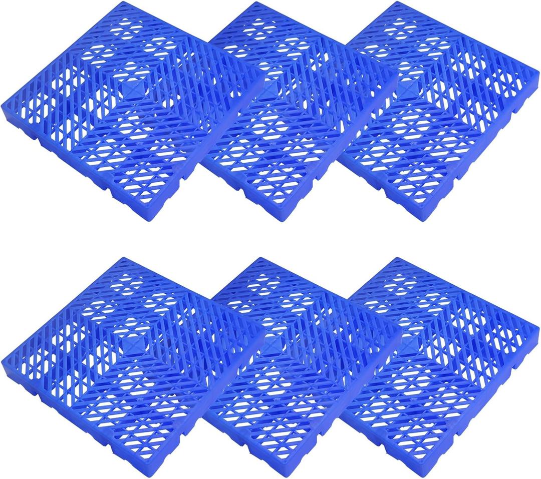 6 Pcs Plastic Pallet for Basement Storage, 19.7x19.7x2 in Waterproof Plastic Pallets Ventilation Floor Pallet Grid Mat Lightweight Storage Pallet Grid Pad for Supermarket Garages Warehouses