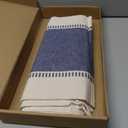 DII Dobby Stripe Woven Table Runner, 13x108 (13x113.5, Fringe Included) French Blue