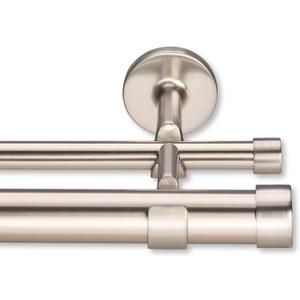 Cambria Designer Brushed Nickel Fixed Length Double Curtain Rod - 9 ft
