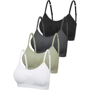 SATINIOR 4/12 Pieces Bralette Neck Cami Bra Wireless Tank Top Sports Bra for Women (L)