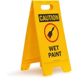 SmartSign "Caution - Wet Paint" Folding Floor Sign | 25" x 12" Plastic