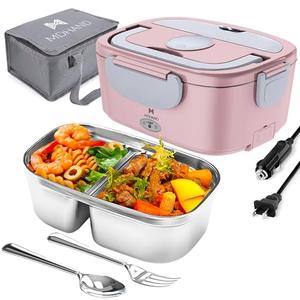 MDHAND Electric Lunch Box Food Heater, 65W Faster Heated Lunch Box, Food Warmer Lunch Box 110V/12V/24V Self Heating Lunch Box for Work/Car/Outdoors, Portable Heated Lunch Box for Adult with Lunch Bag