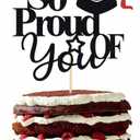 So Proud of You Cake Topper, 2026 Graduation Party Decoration Supplies, Black&Red Glitter Congrats Grad Party Decor