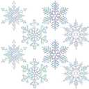 Large Snowflakes Extra Large Outdoor Christmas Ornaments Glittered Snowflakes Decorations Oversized Christmas Ornaments Snowflake Window Hanging Decorations(6 Pcs,Rainbow Color)