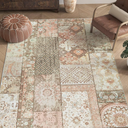 jinchan Boho Area Rug 6x9 Vintage Living Room Rug Patchwork Washable Tribal Mat Indoor Floral Print Decor Non Slip Soft Carpet for Bedroom Kitchen Dining Room Home Office Pink