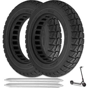 2PCS 10X2 Solid Tire, 10x2.125 Inch Tires Replacement for Gotrax G4 GXL V2 Ninebot Segway F25 F30 F40 F60 D40x Electric Scooter, 50/75-6.1 10x2/54-152 10 Inch Off Road Front Rear Tubeless Tire Wheel