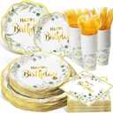 Pickmesh 400 Pcs Sage Green Birthday Plates and Napkins Set, Paper Plates and Cups with Plastic Cutlery, Disposable Tableware for Birthday Party and Celebrations