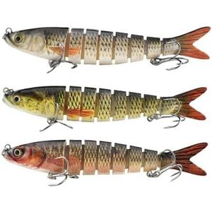 Pack of 2 UOZAZE Floating Swimbait Catfish Swimbait, Glide Bait for bass, Herring Lifelike Jointed swimbait for Bass Muskellunge Salmon Trout Walleye, Fast Sinking Bass Fishing Lure