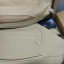 COVER EMPIRE Beige Leather Seat Covers, 5 Seats Universal Car Seat Covers Full Set, Waterproof Automotive Seat Covers Breathable Front and Rear Seat Covers for Most Sedans SUVs Trucks