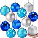 GANGLIAN 36 Pcs Christmas Ball Ornaments Navy Blue/WhitChristmas Ornaments Set for Valentine's Day Decorations Shatterproof Xmas Decorations Ornaments Bulk Balls 2.36" Hanging Decor for New Year Party