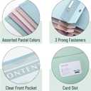 Mr. Pen- Plastic Folders with Pockets and Prongs, 10 Pack, Letter Size, Assorted Pastel Colors, Flexible Plastic Folders with Prongs, Clear Front Pocket, Card Slot & Color-Coded Cover Papers